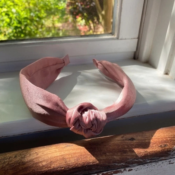Anthropologie Pink Knotted Satin Headband - Picture 2 of 4